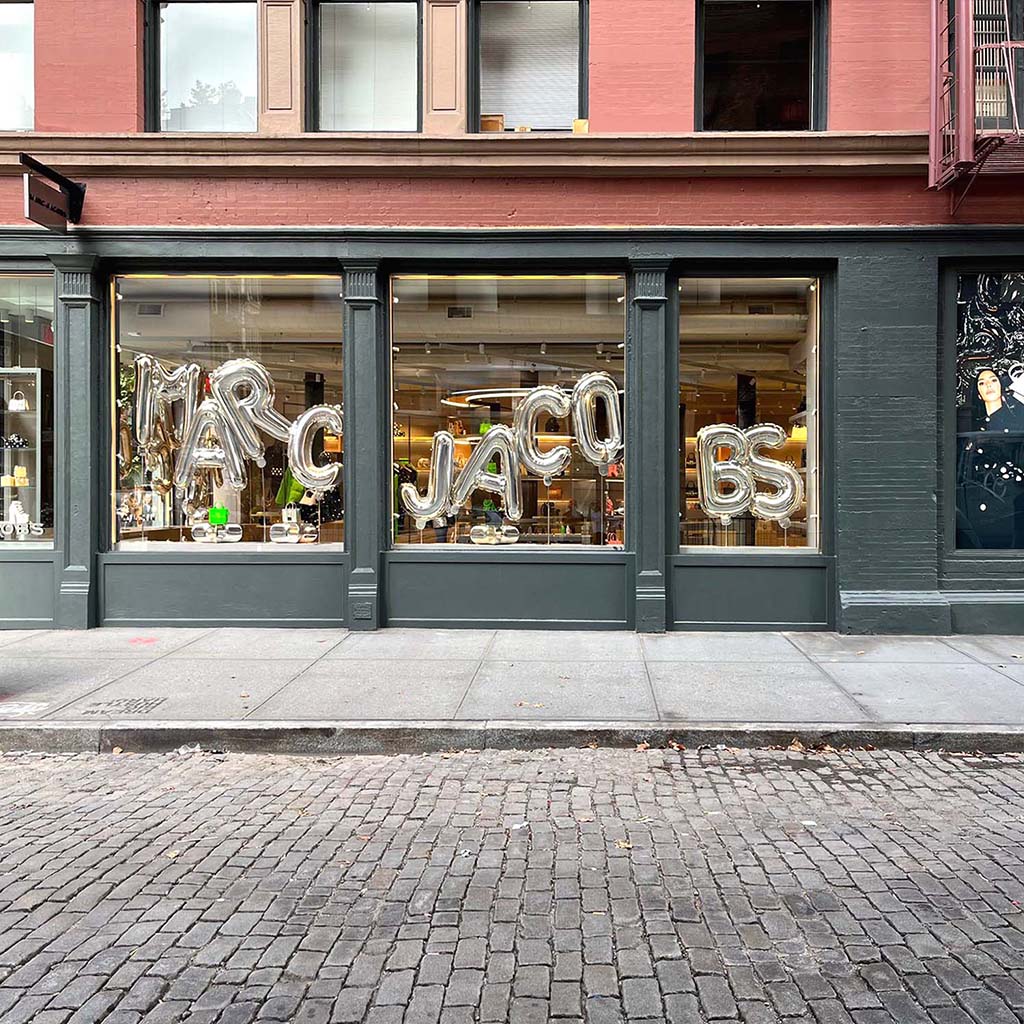 The facade of the Marc Jacobs store located in New York Soho. The retail design project was designed by Fantetti, that create the concept for the new Marc Jacobs stores.